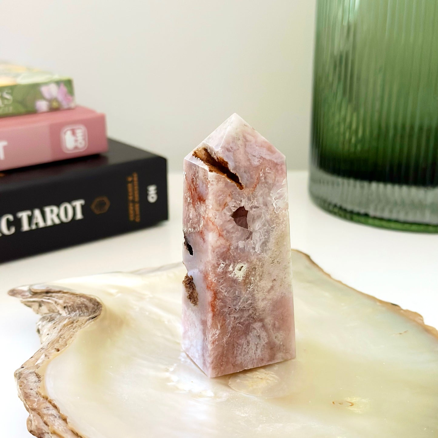 Pink Amethyst and Flower Agate Pillar