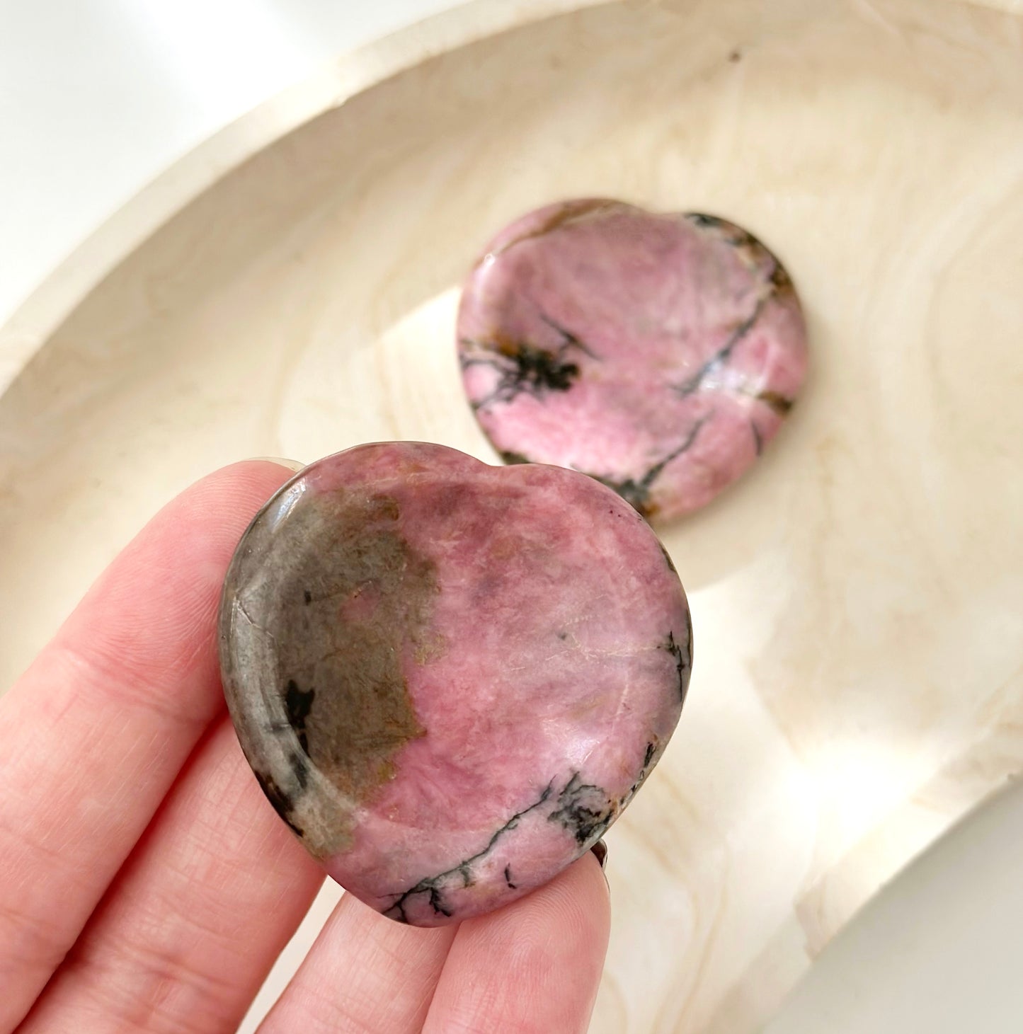 Rhodonite Heart Worry Stone - 4cm