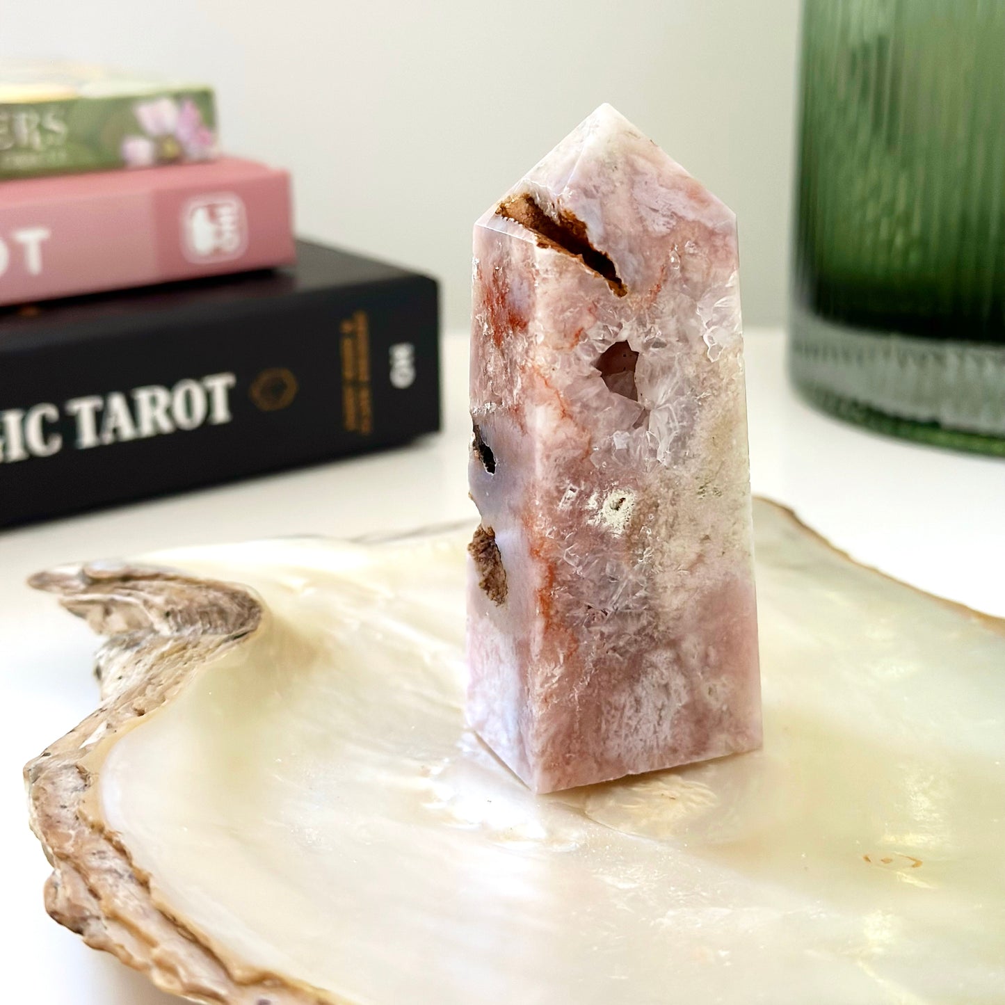 Pink Amethyst and Flower Agate Pillar