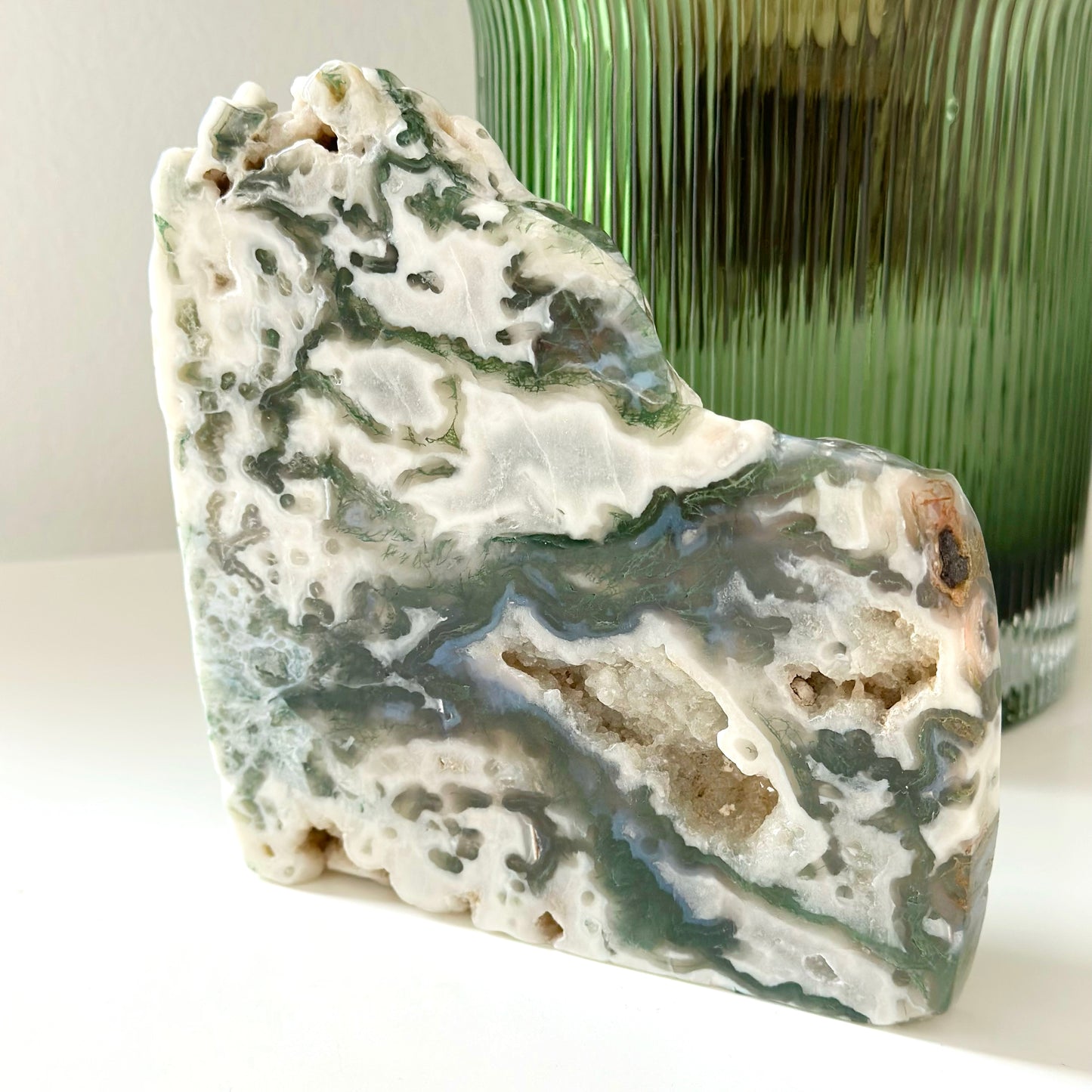 Druzy Moss Agate Slab 532g