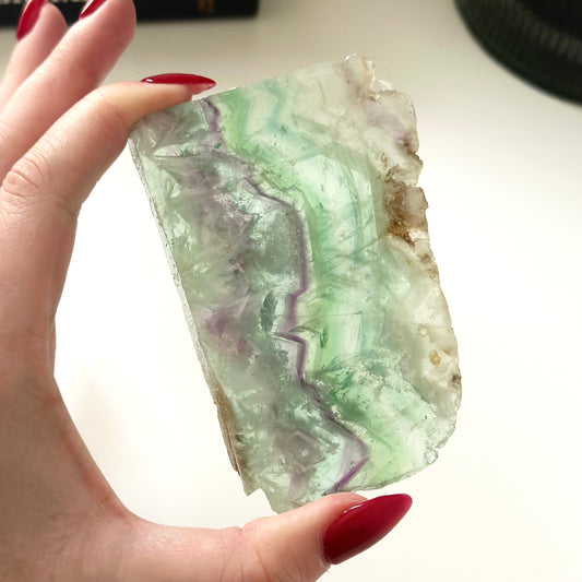 Gemmy High Grade Mexican Rainbow Fluorite Slab