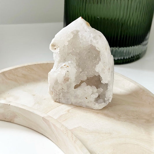 Super Druzy Clear Quartz Geode Freestanding Tower