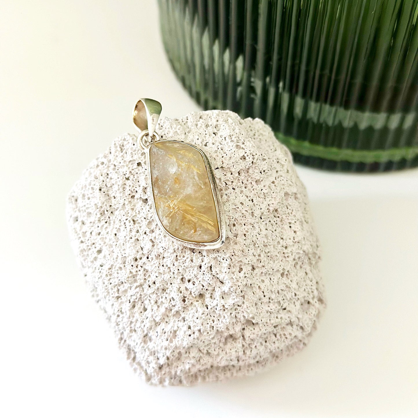 Golden Rutilated Quartz Rough Pendant