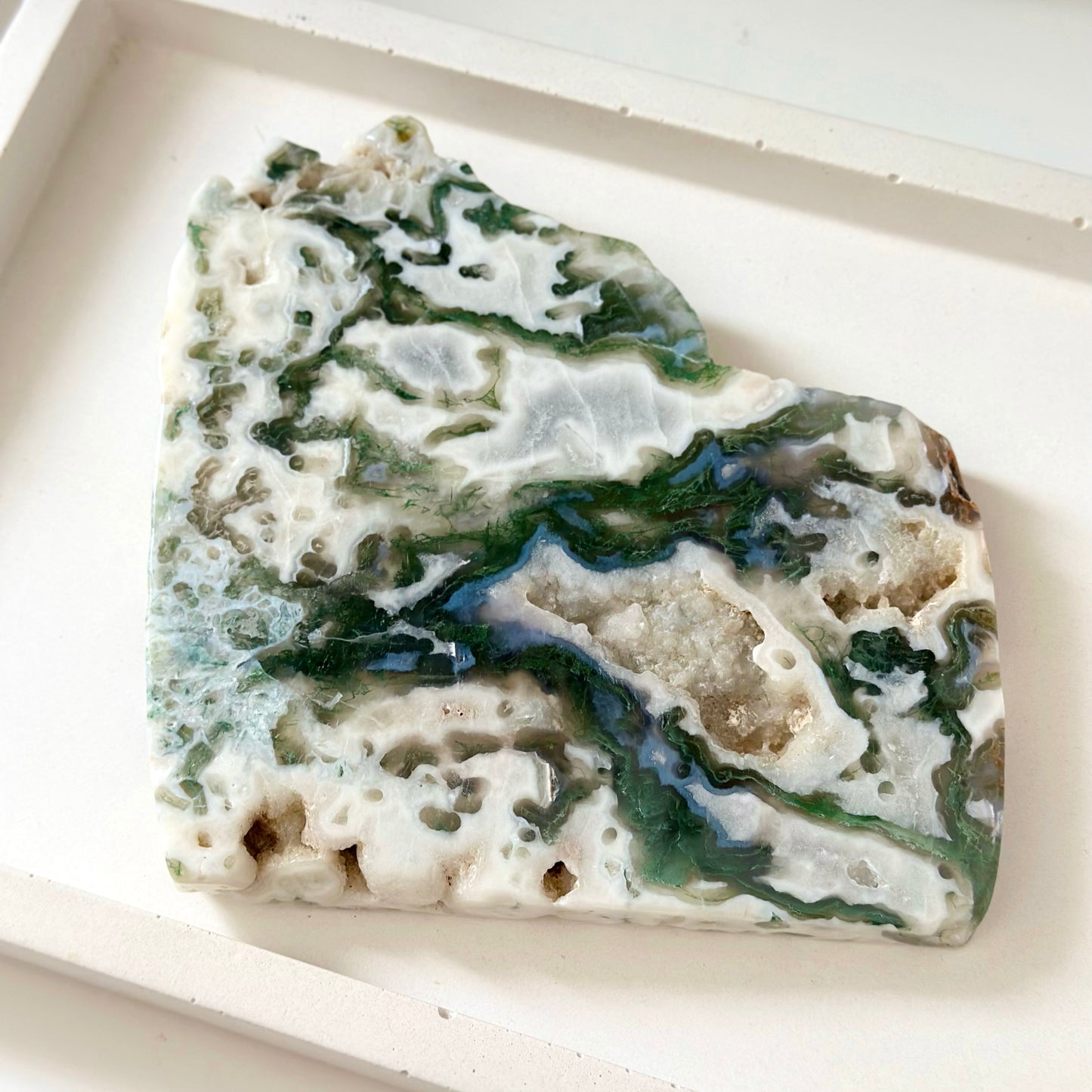 Druzy Moss Agate Slab 532g