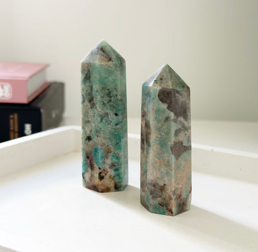 Smoky Quartz with Amazonite Tower