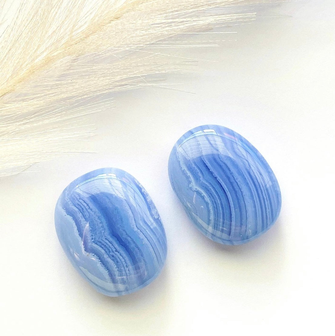 Blue Lace Agate Palm Stone Small