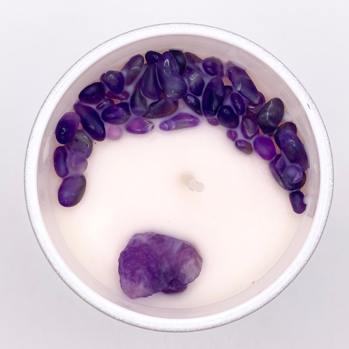 Gemstone Soy Candle - Lavender and Vanilla with Amethyst - Calm