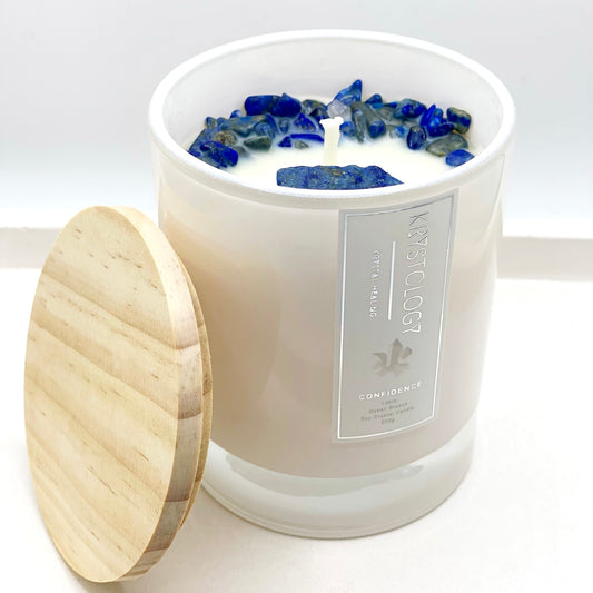 Gemstone Soy Candle - Ocean Breeze with Lapis Lazuli - Confidence