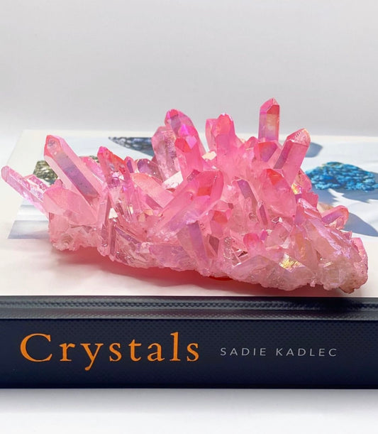 Pink Aura Quartz Cluster