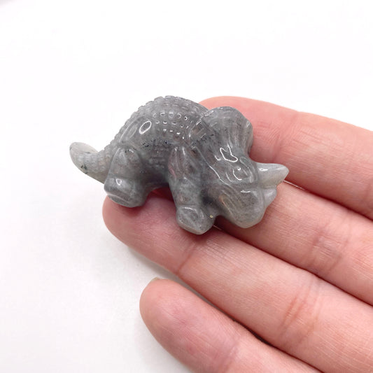 Labradorite Triceratops Dinosaur Carving